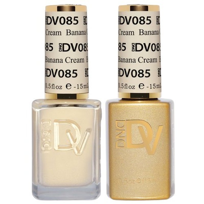 DND Gel Polish Set - Coquette Collection | UV/LED Gel & Air Dry Nail Lacquer Duo, 085 Banana Cream, 0.5 Fl Oz