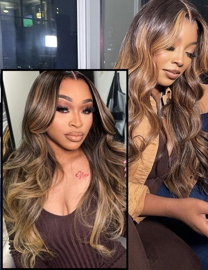 Chikamlty Ombre Bundles Human Hair, 16A Raw Indian Hair Bundles Body Wave, 14 Inch Colored Honey Blonde 1B27 Ombre Human Hair Bundles, 2 Years Service Life, Keep Texture Silky Soft Tangle-Free