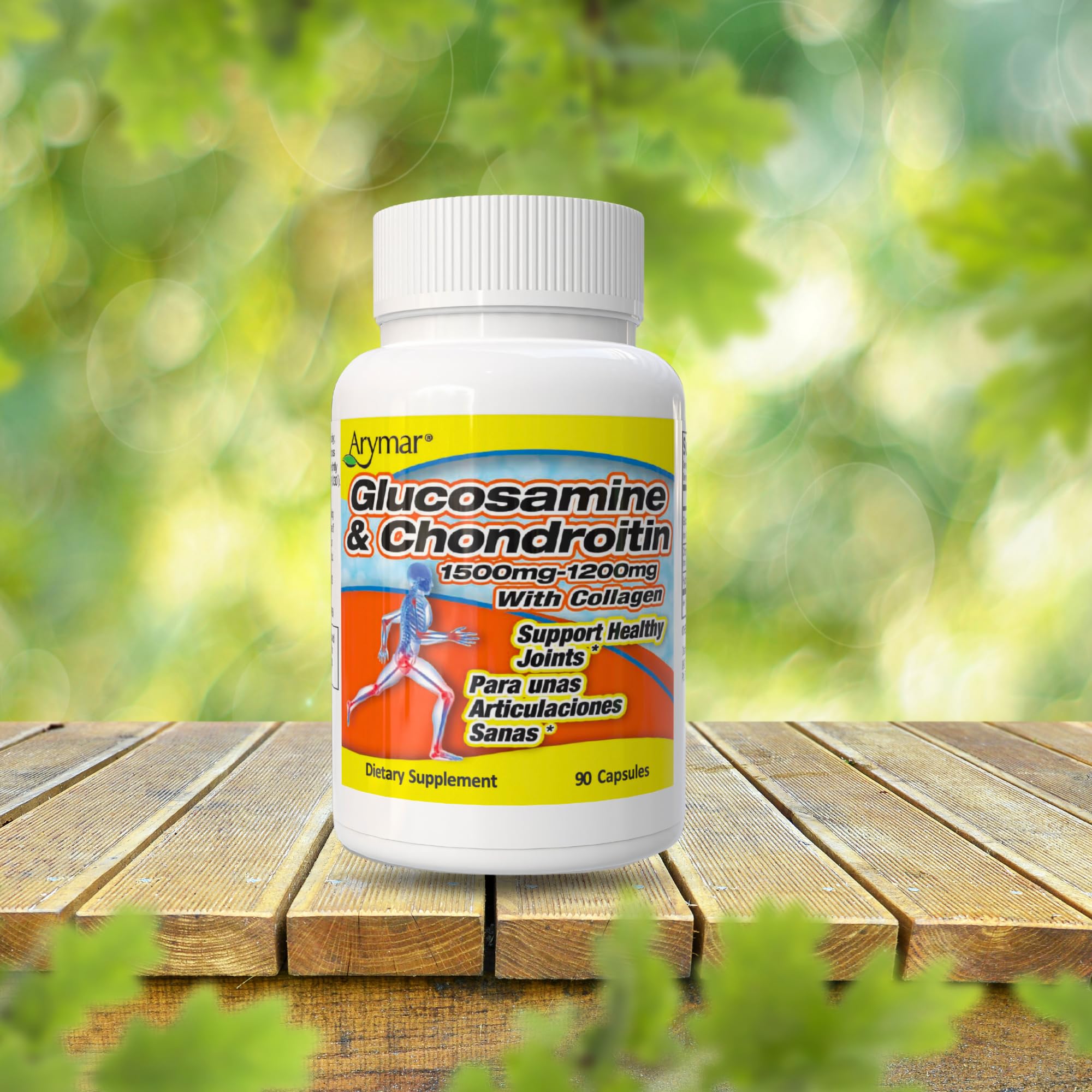 Arymar Glucosamine 1500 mg and Chondroitin 1200 mg with Collagen – Joint Health Supplement – 90 Capsules