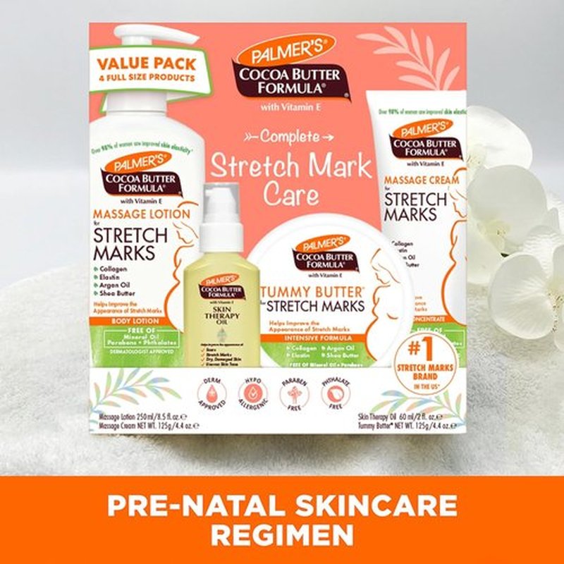 Palmer's Cocoa Butter Formula Pregnancy Skin Care Kit - 4 Piece Set for Stretch Marks & Scars