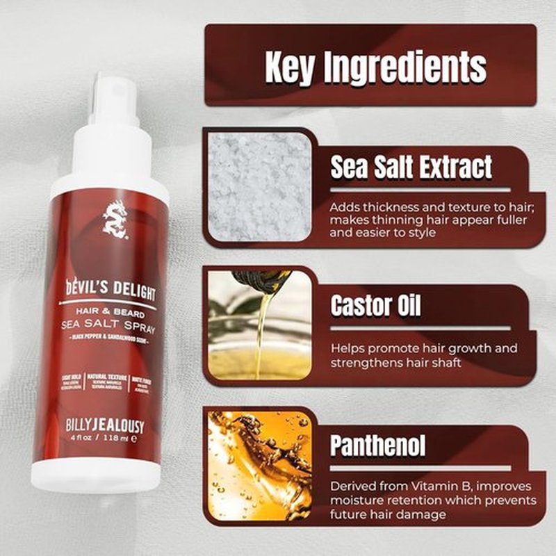 Billy Jealousy Sea Salt Spray - Texturizing & Volumizing Hair Spray for All Hair Types