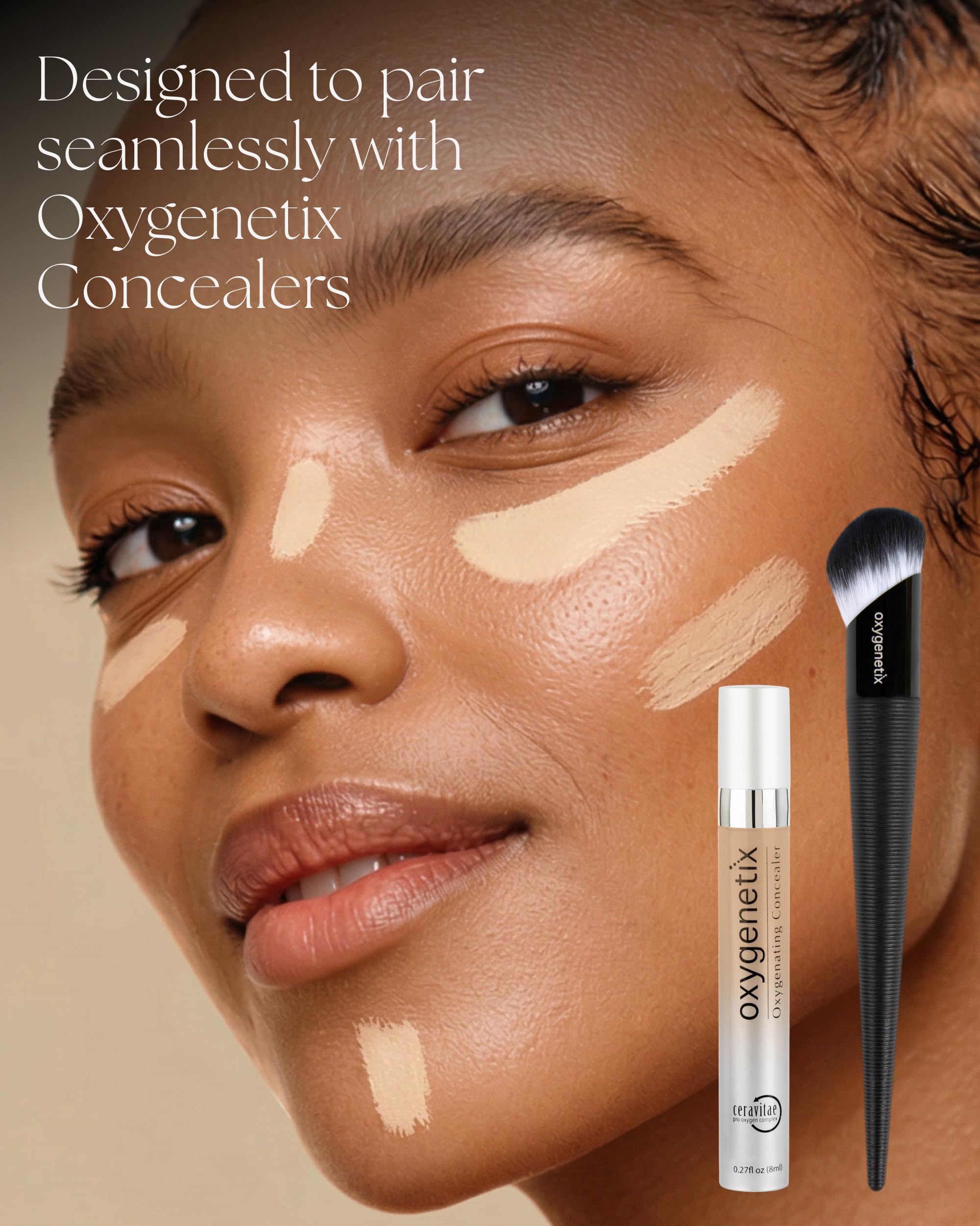 Oxygenetix Concealer Brush | Slanted Precision Beauty Makeup Brush with Vegan Bristles | Blending Tool for Face & Contour