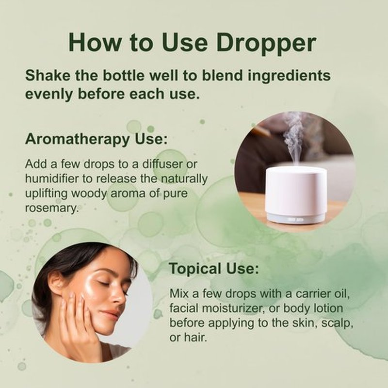Micro Ingredients Rosemary Essential Oil for Hair, Scalp & Skin, 8 fl oz – 100% Pure & Natural with Dropper | Aromatherapy, Diffuser, Soap, Candle & Massage Use | Woody Herbal Aroma, Cruelty-Free