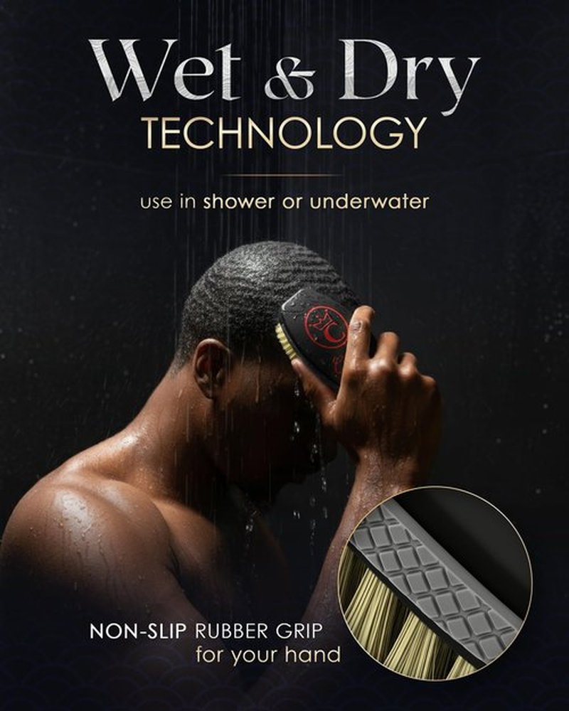 New BRED Medium LIMITED EDITION 360 Sport Wave Caesar 2.0 Mixed Boar Bristle Hairbrush - Curved Bristles, Non-Slip Grip, Waterproof, Matte Black Indestructible Body - The Ultimate 360 Wave Brush
