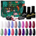 KADS 23 Colors Nail Gel Polish Set with Bright and Matte Top and Base Coat White Black Blue Purple Glitter