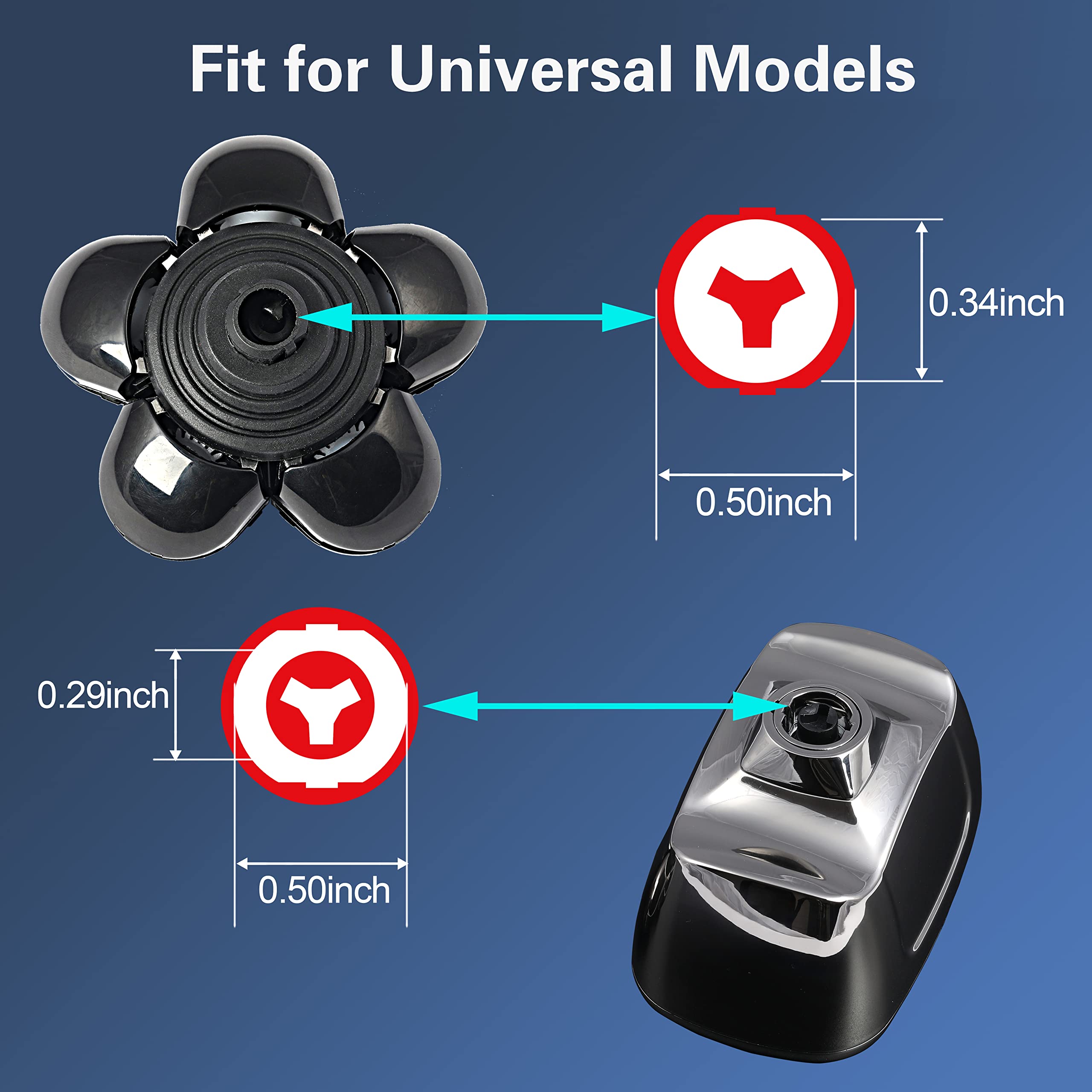 7 Blades Head Men's Electric Shaver Replacement Heads Floating Washable Shaver Replacement Blades for Bald Men (Black)