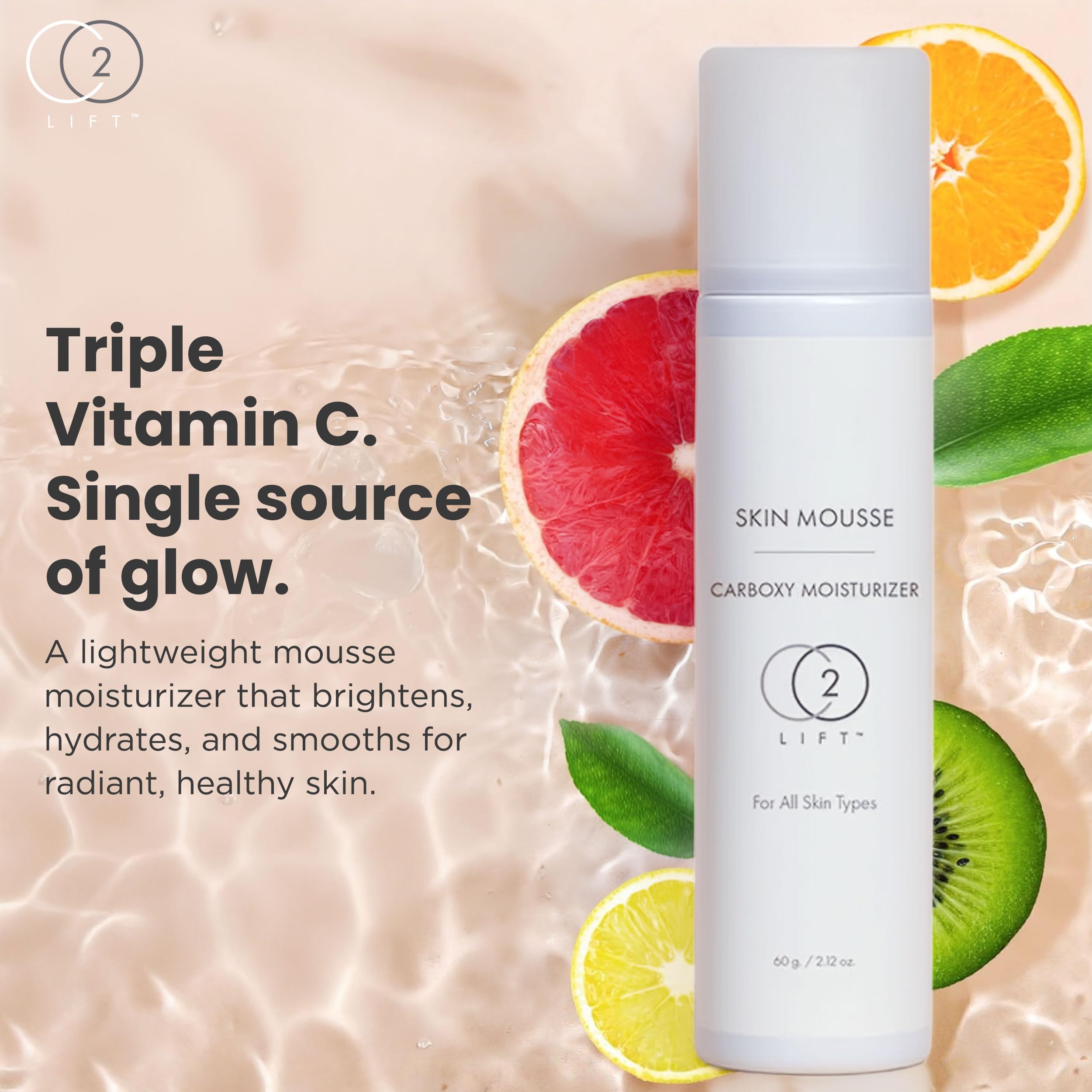 CO2Lift Carboxy Mousse Moisturizer - 50g Advanced Hydrating Anti-Aging Formula With 3 Types of Vitamin C for Even Skin Tone and Long-Lasting Moisture