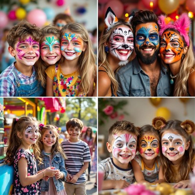 12 Colour Face Paint – Water-Based – Mess-Free Face Painting Kit with Stencils – Fast-Drying, Washable, Easy to Clean, Non-Toxic Face Paint for Festivals, Parties, Masquerade, Fancy Dress, Carnival