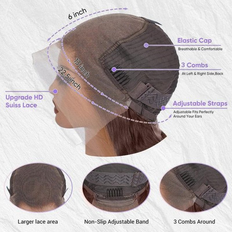 litmisr Chocolate Brown Lace Front 220% Density Brown Wig Human Hair 13x6 Hd Lace Front Wigs Human Hair Brown Pre Plucked with Baby Hair 26 Inch Brown Loose Body Wave Human Hair Wig for Women