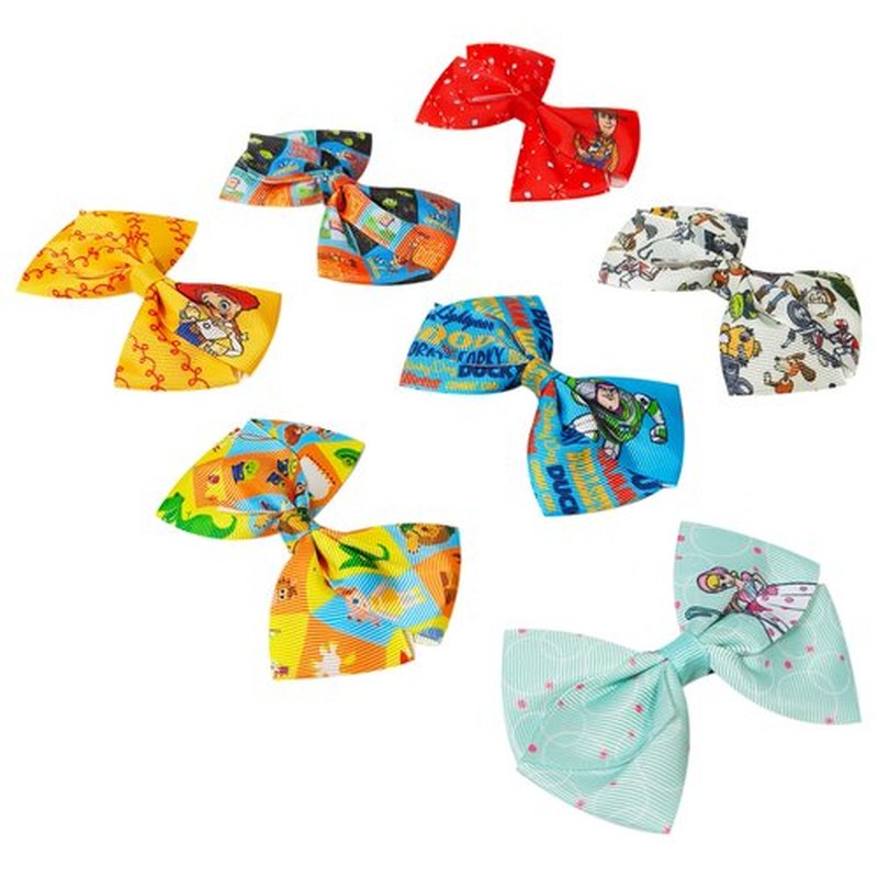 LUV HER Toy Story Alligator Hair Clips for Kids – 7-Pack Non-Slip 4-Inch Hair Bows – Girls Hair Accessories with Character Prints – Ages 3+ – Non-Toxic Material
