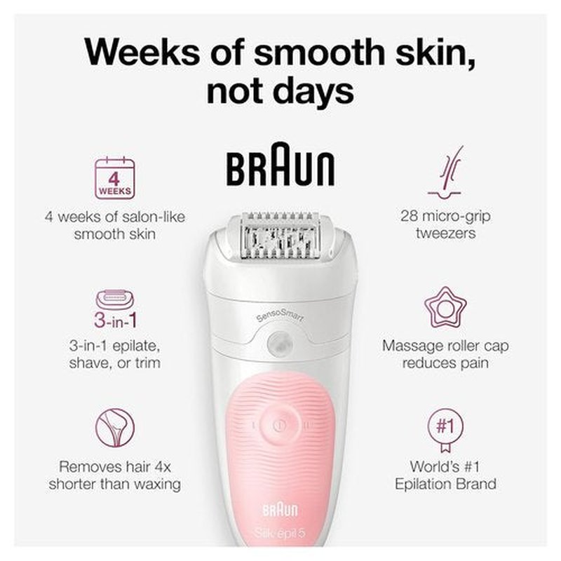 Braun Silk-épil 5 Epilator | Cordless Hair Removal Device with Shaver & Trimmer - 6 Piece Set