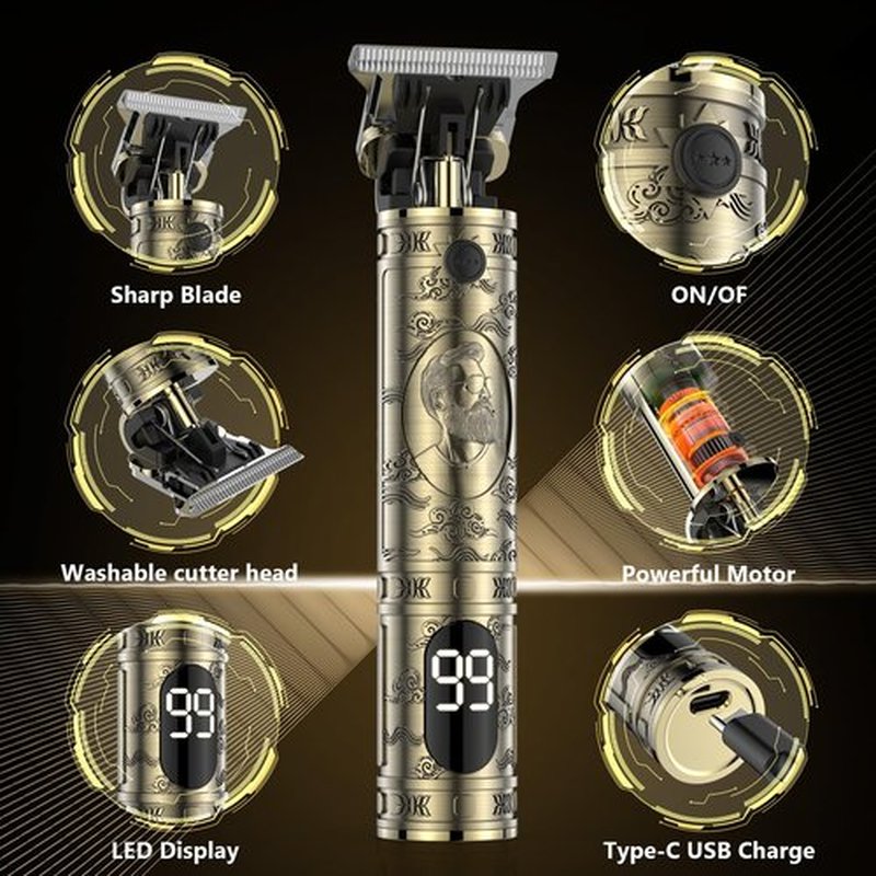 Hair Clippers for Men Cordless Professional Beard Trimmers with LCD Display Electric Grooming Rechargeable Shaver Zero Gapped T/Blade Cutting Kit Gift for Women Men Children