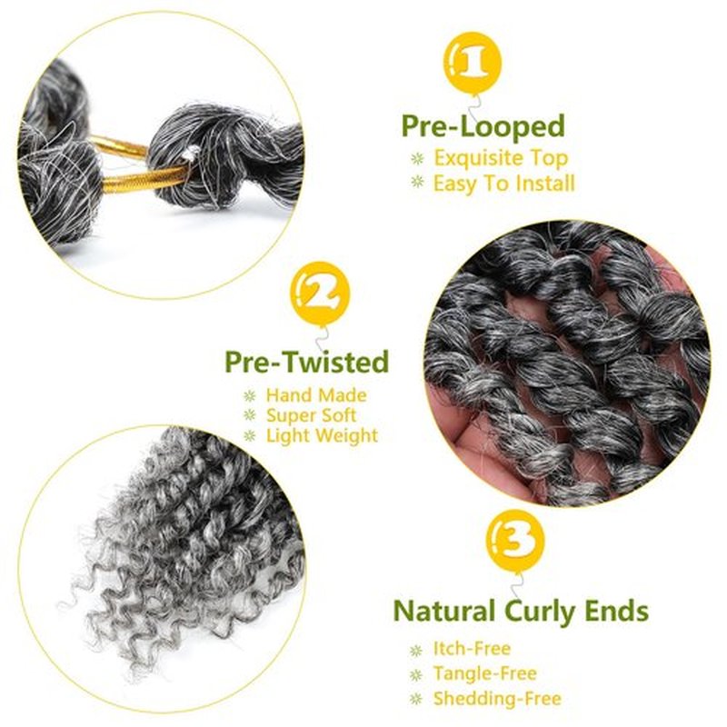 Fulcrum Passion Twist Hair 10 Inch, 8 Packs Passion Twist Crochet Hair for Black Women, Prelooped Crochet Twist Hair with Curly Ends (10Inch, Tgray#)