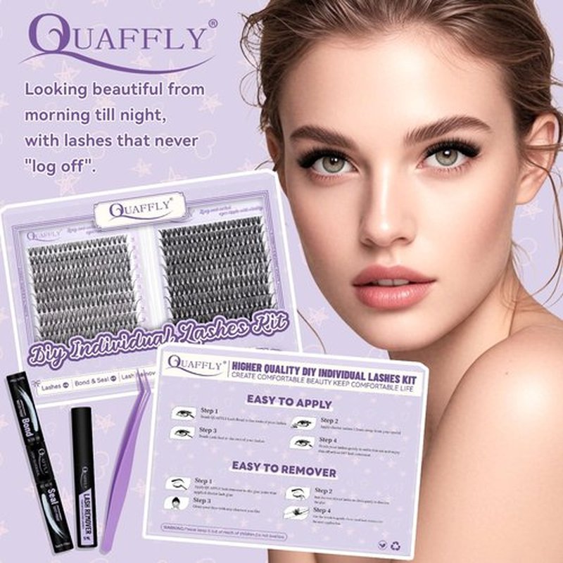 Lash Extension Kit 960Pcs D Curl Individual Lashes Kit Includes 4 styles of Lash Bond and Seal Remover and Tweezers (10-18MM-30+40+60+80D)