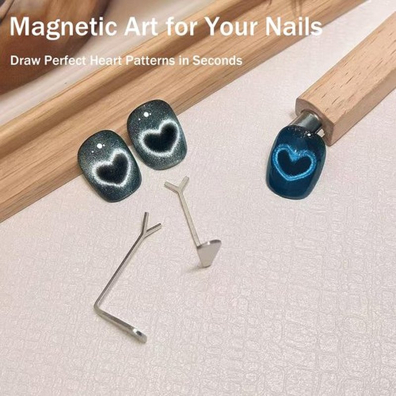 Cat Eye Magnet for Nails,11 PCS Cateye Magnets, Cat Eye Gel Nail Polish Magnet Tools, Strong Magnetic Square Round Double Ended Magnet Stick Diverse Glassy Cateye Effect