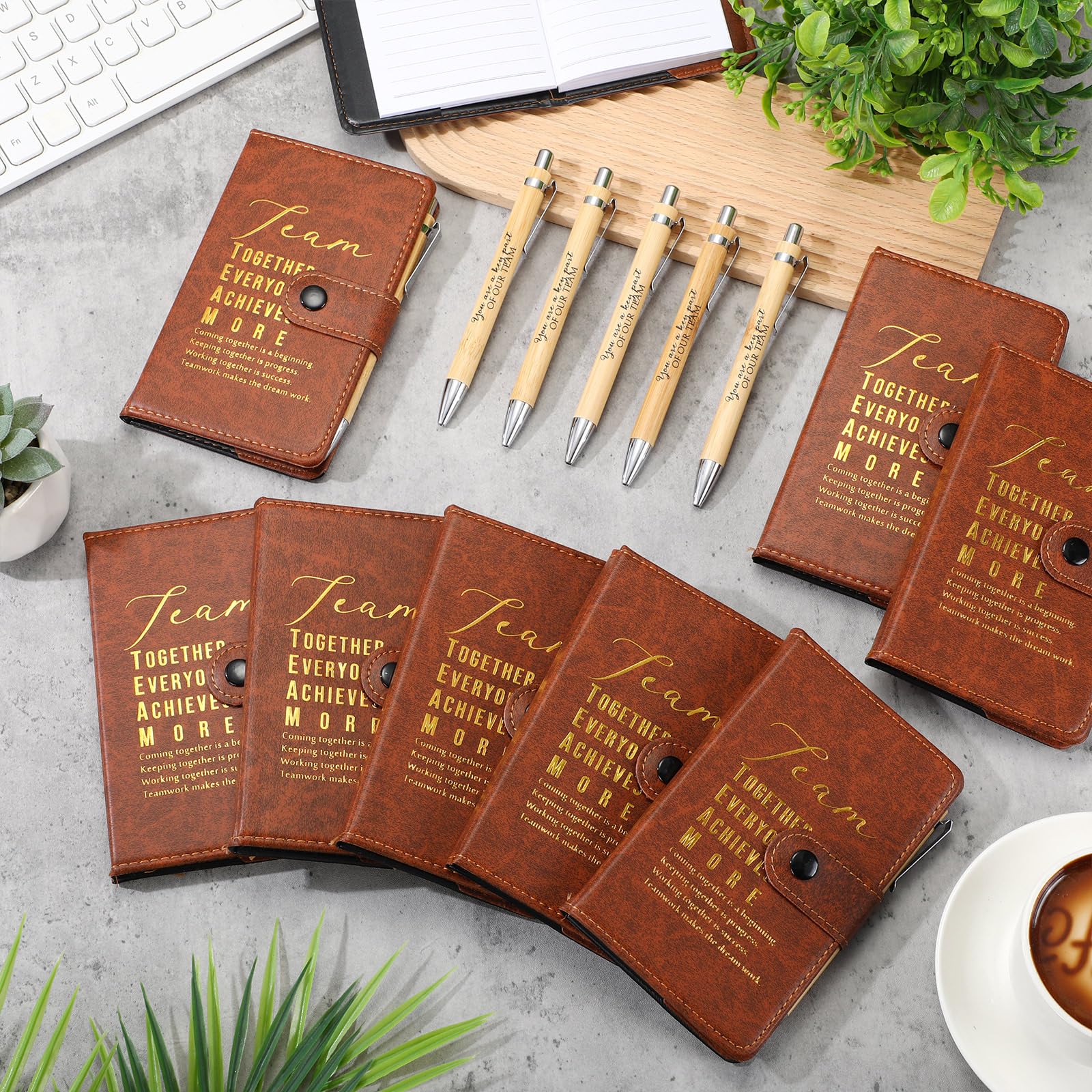 Honoson 12 Sets Team Employee Teacher Appreciation Gifts Bulk Inspirational A5 Leather Team Journal Motivational Notebooks Pen Thank You Gifts for Teacher CNA Nurse Coworker Staff Fathers Day