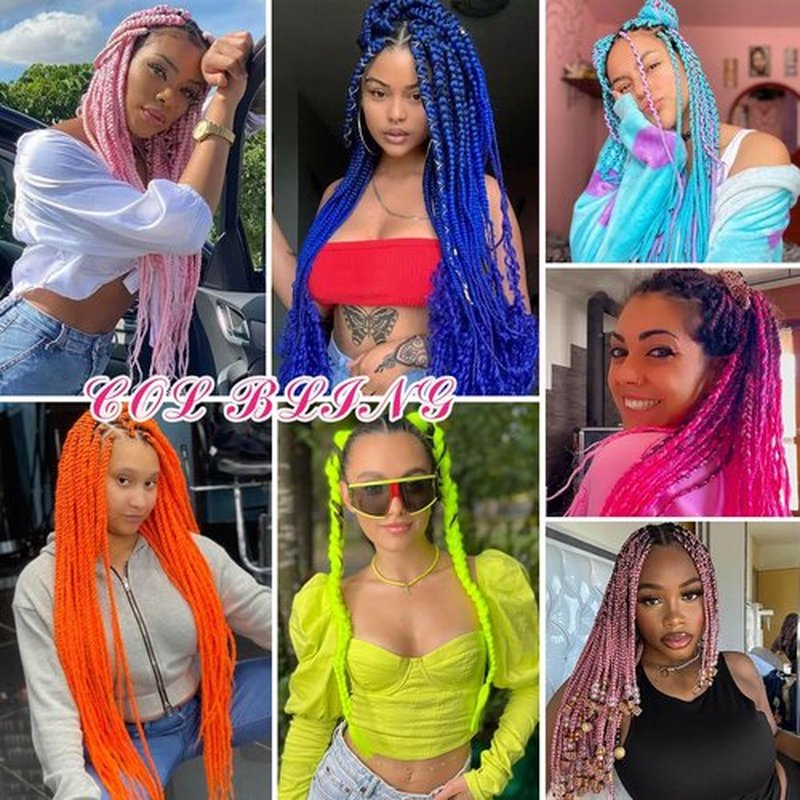 Col Bling Blue Braiding Hair Pre Stretched, 28 Inch Long Braid Hair Extensions for Women, Box Braids Hair Yaki Texture, Professional Synthetic, Softness, Knotless Easy to Install