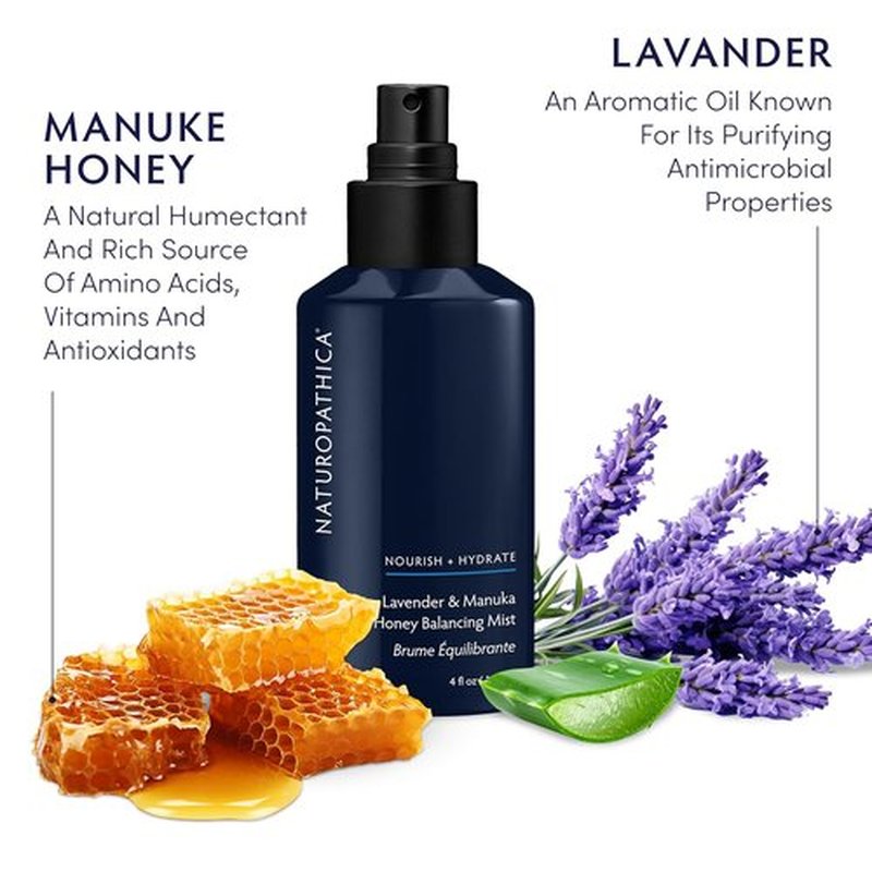 Naturopathica Lavender & Honey Balancing Mist - Hydrating Facial Toner for Calm, Refreshing Skin - Vegan, 4.0 oz.