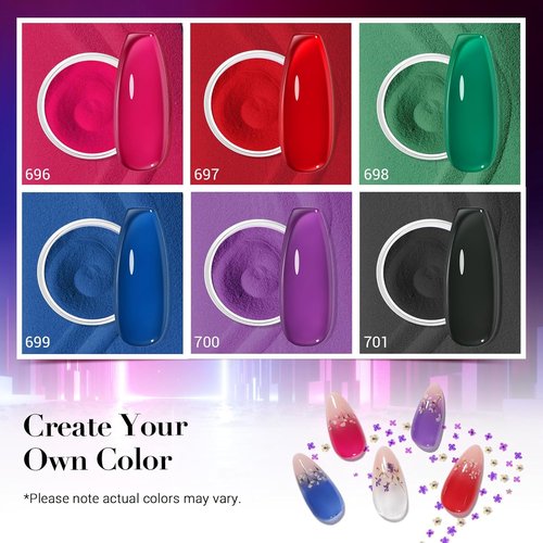 AZUREBEAUTY Dip Powder Nail Kit - 6 Color Jelly Glow for Stunning French Nail Art | DIY Home Manicure