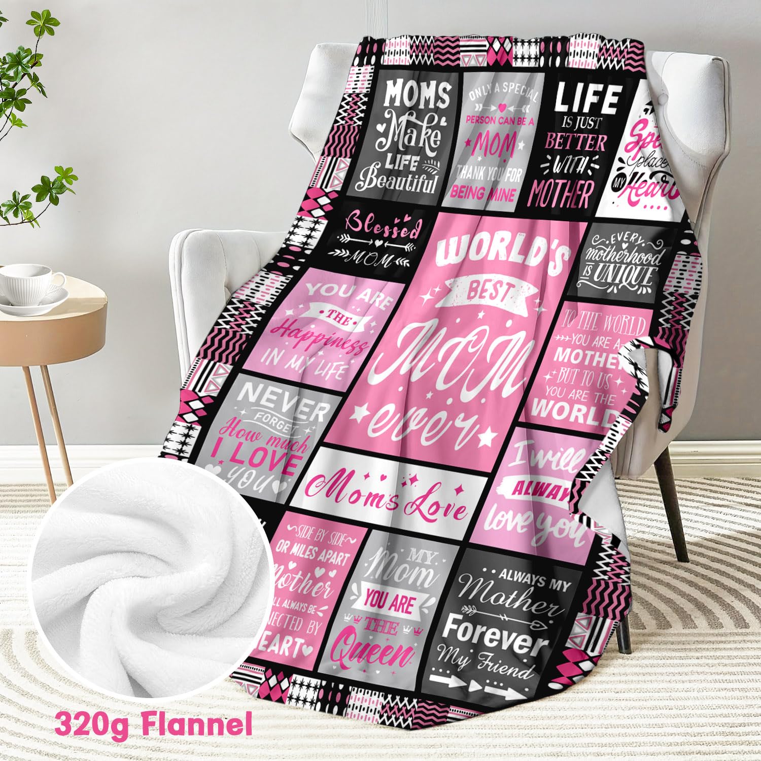 PVDSAVE Mom Birthday Gifts from Daughter, Best Mom Ever Blanket 50"x60"