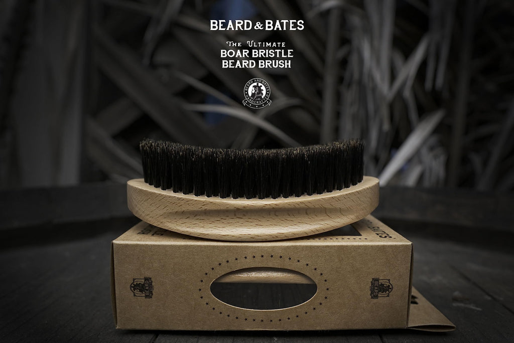 The Ultimate Boar Bristle Beard Brush | Handcrafted, Barber Grade, X-Large Full Size, Firm Bristles, Contoured Beech Wood Handle, Curved Wave Brush