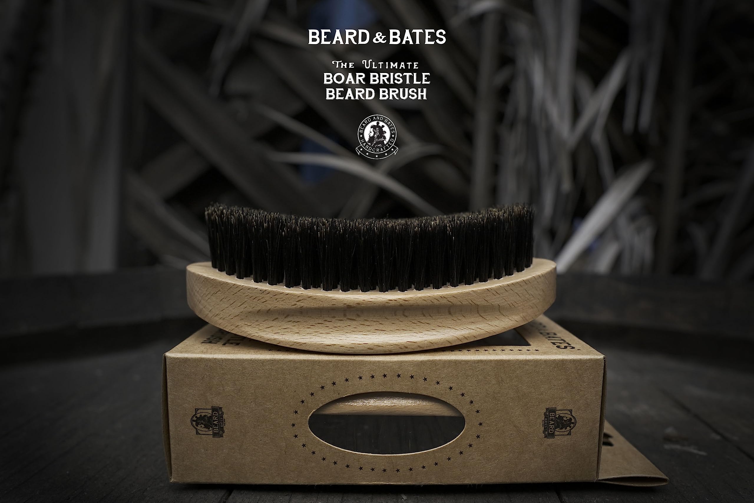 The Ultimate Boar Bristle Beard Brush | Handcrafted, Barber Grade, X-Large Full Size, Firm Bristles, Contoured Beech Wood Handle, Curved Wave Brush