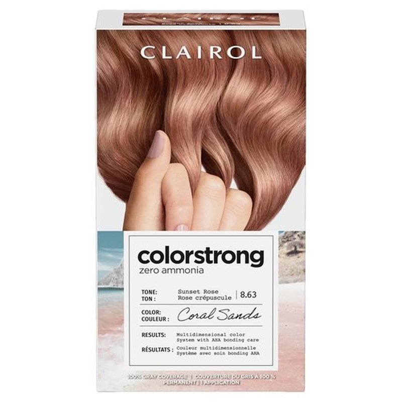 Clairol ColorStrong Permanent Hair Dye - Ammonia-Free, PPD-Free, 100% Gray Coverage, 8.63 Sunset Rose