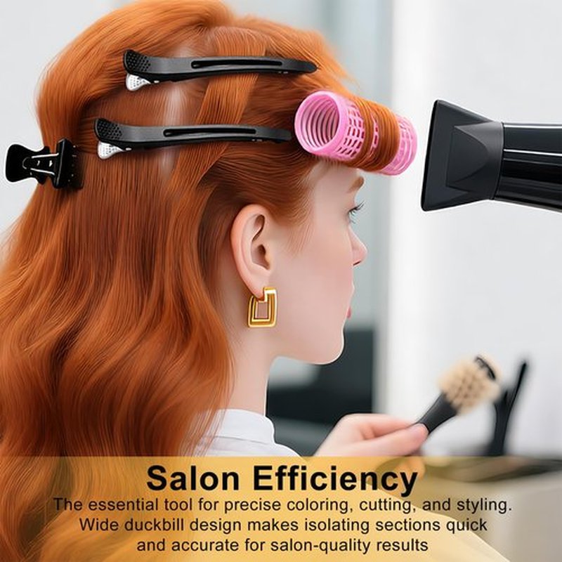 Duckbill 20 PCS Hair Clips for Sectioning -4.3” Professional Non-Slip Hair Clamps with Silicone Band, Gentle No-Mark Hold for Thick Hair, Styling & Coloring