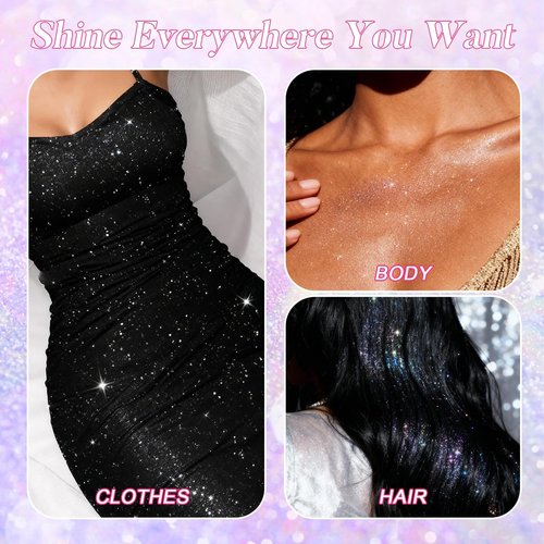 Body Glitter Spray - Hair Body & Clothing Temporary Shiny Shimmer Mist, Silver & Pink with Comb Set, Long-Lasting Quick-Drying Hairspray, Cosmetic-Grade Sparkle for Festival Rave Prom Party