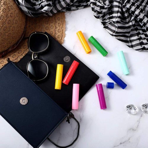 Maitys 48 Pcs 5ml Empty Lip Balm Tubes Bulk Colorful Rotatable Lip Gloss Container Tubes Refillable Gloss Bottles Plastic Empty Balm Containers Lipstick DIY Cosmetic Holder, 8 Colors