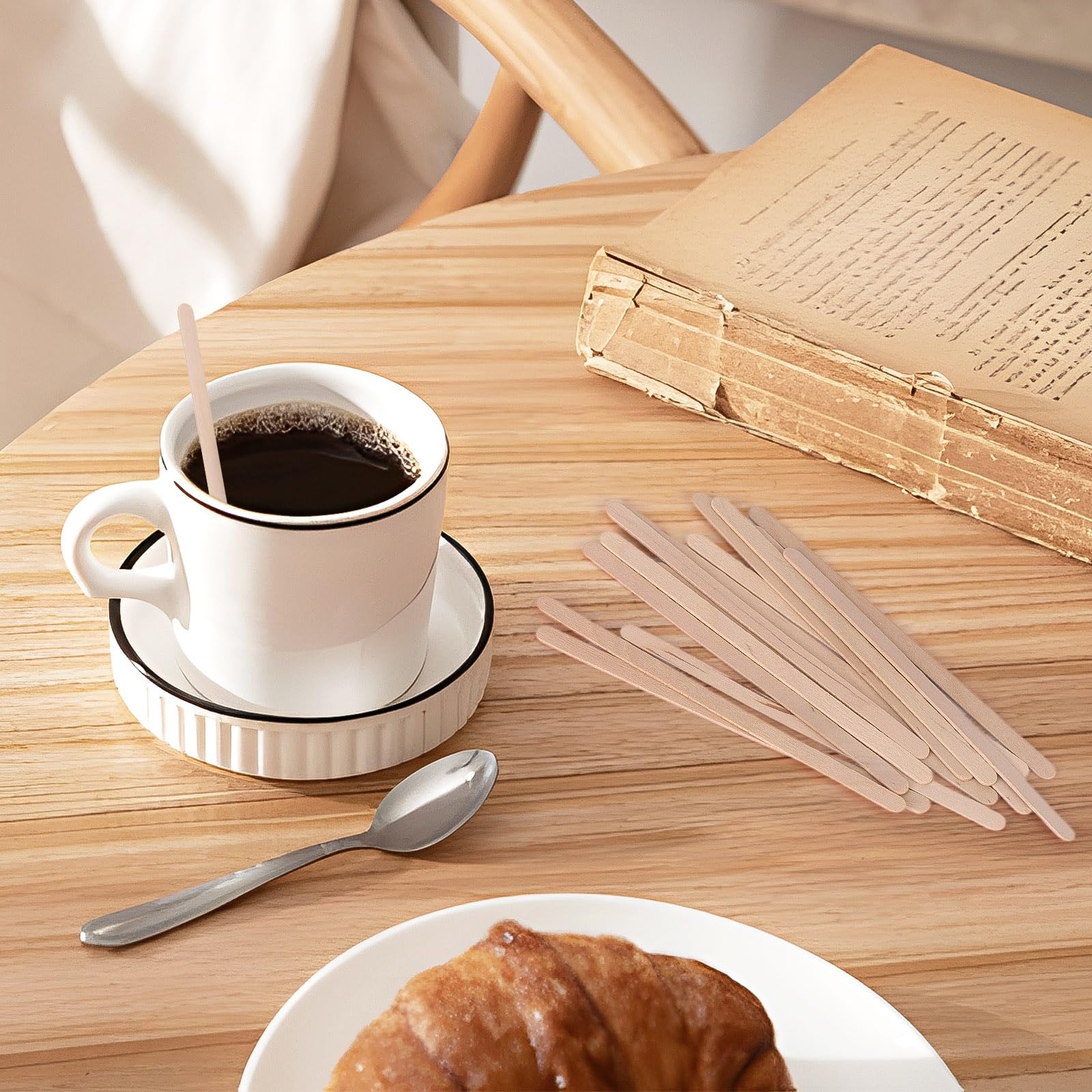 2000 Wooden Coffee Stirrers, 4.4 inches Stir Sticks Disposable Swizzle Stir Sticks for Coffee and Cocktails