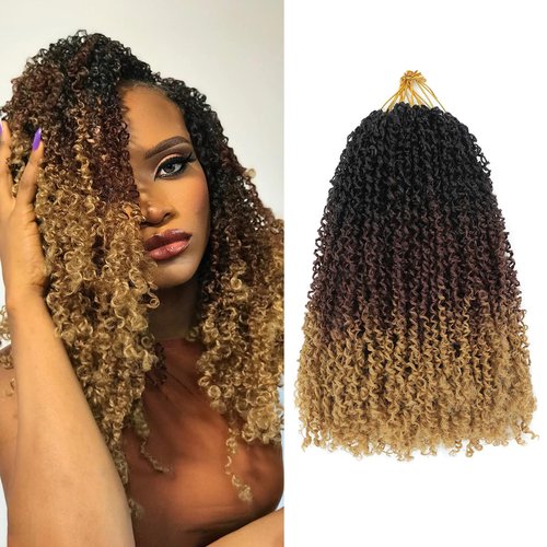 NAYOO Pre-Looped Yanky Twist Crochet Hair - 10 Inch 8 Packs (30 Stands/Pack) Spring Mini Twist Short Bob Passion Twist with Curly Ends Synthetic Pre-Looped Crochet Hair for Black Women
