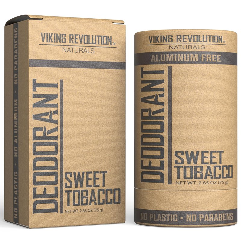 Viking Revolution Sweet Tobacco Deodorant for Men - Aluminum-Free, Stain-Free Formula with Shea Butter (2.65oz)