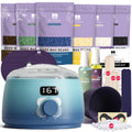 BLITZWAX Back and Nose Waxing Kit for Men, Hard Wax Warmer for Brazilian, Body and Face, At Home Hair Removal Kit, Beginner Friendly, Quick Heating, 93 Accessories, Blue Waves