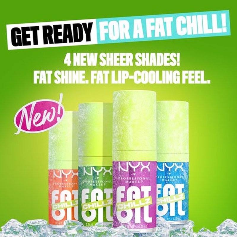 NYX PROFESSIONAL MAKEUP Fat Oil Chillz, Moisturizing, Shiny and Vegan Tinted Lip Gloss - Polar Peppermint (Sheer Blue)