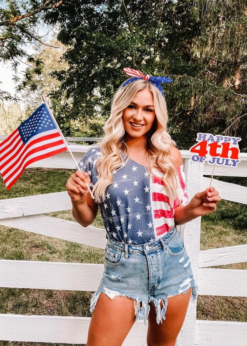 Huachi American Flag Headbands with Patriotic USA Bows for Women - 4th of July Wide Red, White and Blue Knotted Bow Hair Bands and Turban Wrap Accessories