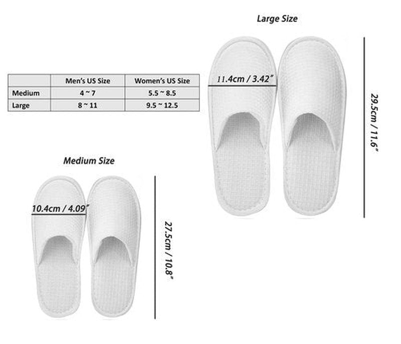 AhfuLife 5 Pairs of Waffle Spa Slippers, Closed Toe White Slippers - Fit Most Men and Women for Spa, Party Guest, Hotel and Travel