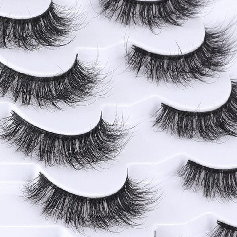 Mebver False Eyelashes Cat Eye Lashes Faux Mink Lashes Natural Look Fluffy Wispy Lashes That Look Like Extensions Pestañas Postizas D Curl Lash Strips Short Fox Eye Lashes 7 Pairs Pack
