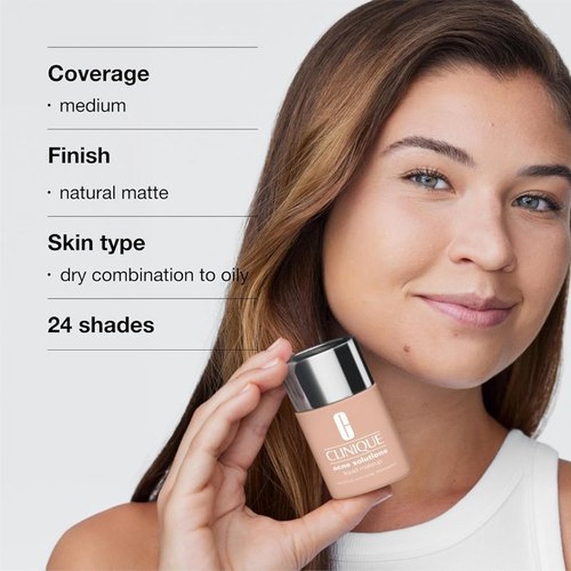 Clinique Acne Solutions Liquid Foundation - Salicylic Acid Formula for Oily Skin | Medium Coverage, Matte Finish