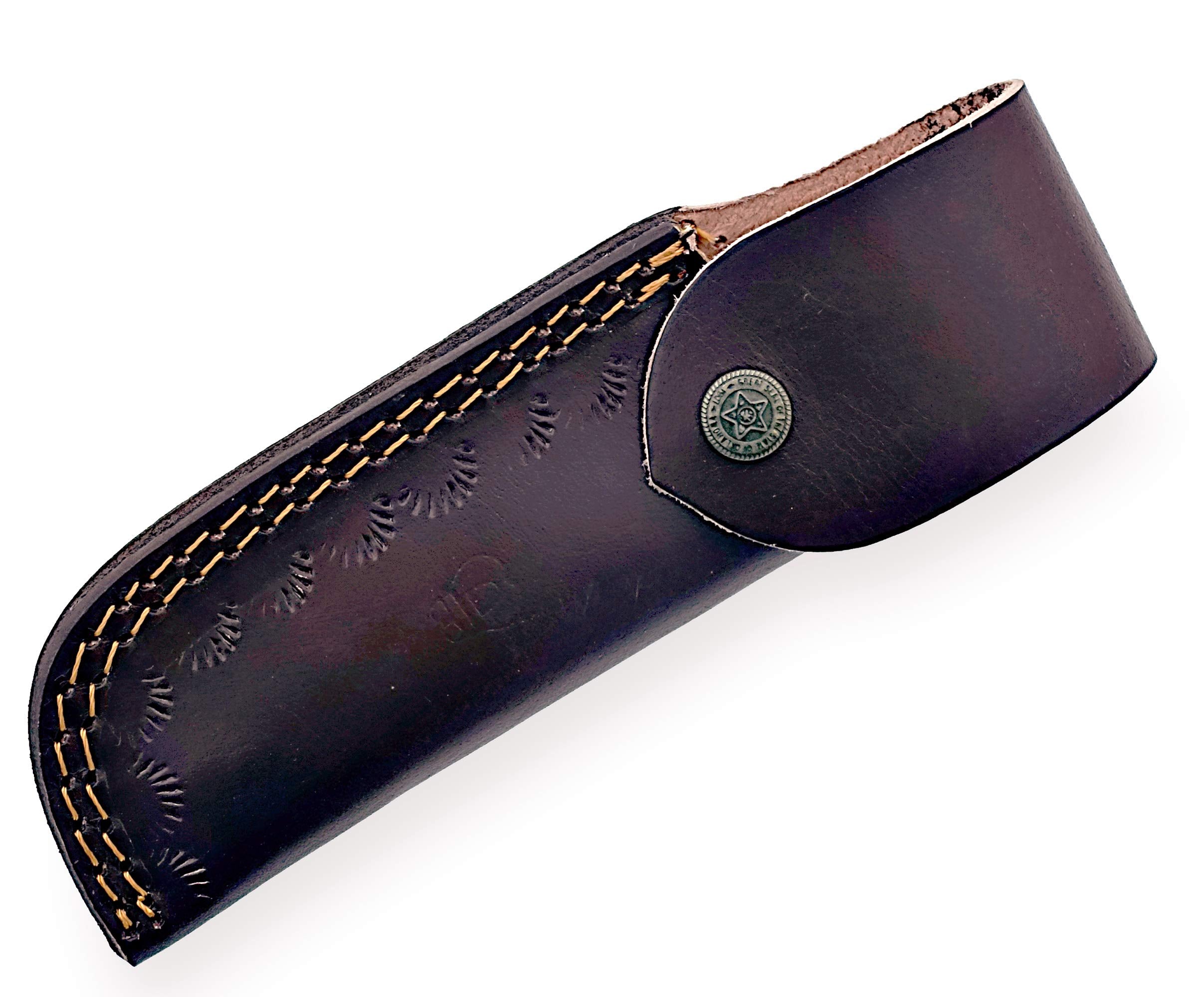Strong Edges Hand Made Damascus Steel Straight Razor Folding Razor With Shaving Ready Classic Barber Blade Edge, Men Straight Razor, Leather Case + Strop, Close Shave, Great Gift R-87