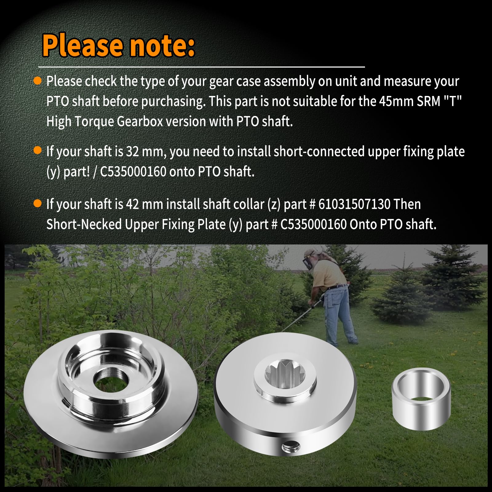 AQBB Blade Kit Hardware Compatible with Echo SRM Trimmer Blade Hardware/Upper Lower Adapter Plate Kit Fits SRM-225，Fit All SRM Family. Except The High Torque Version，C535000160 ，90051100010