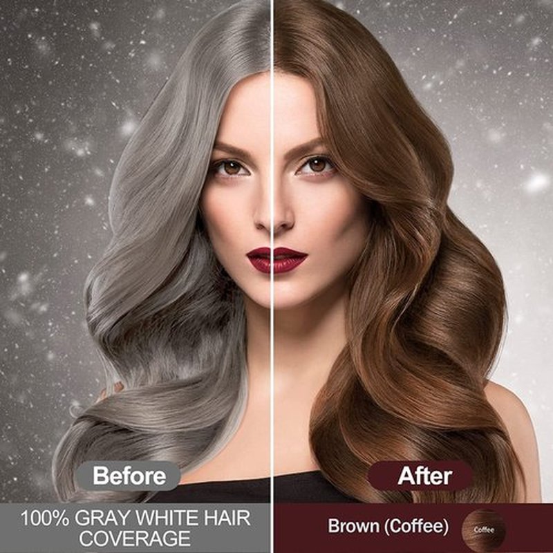 Instant Brown Hair Dye Shampoo for Women Men, Hair Coloring Shampoo for Gray Hair, 500ml Herbal Ingredients 3 in 1 Brown Hair Dye - 100% Gray Coverage Coloring in Minutes 16.9 Fl Oz