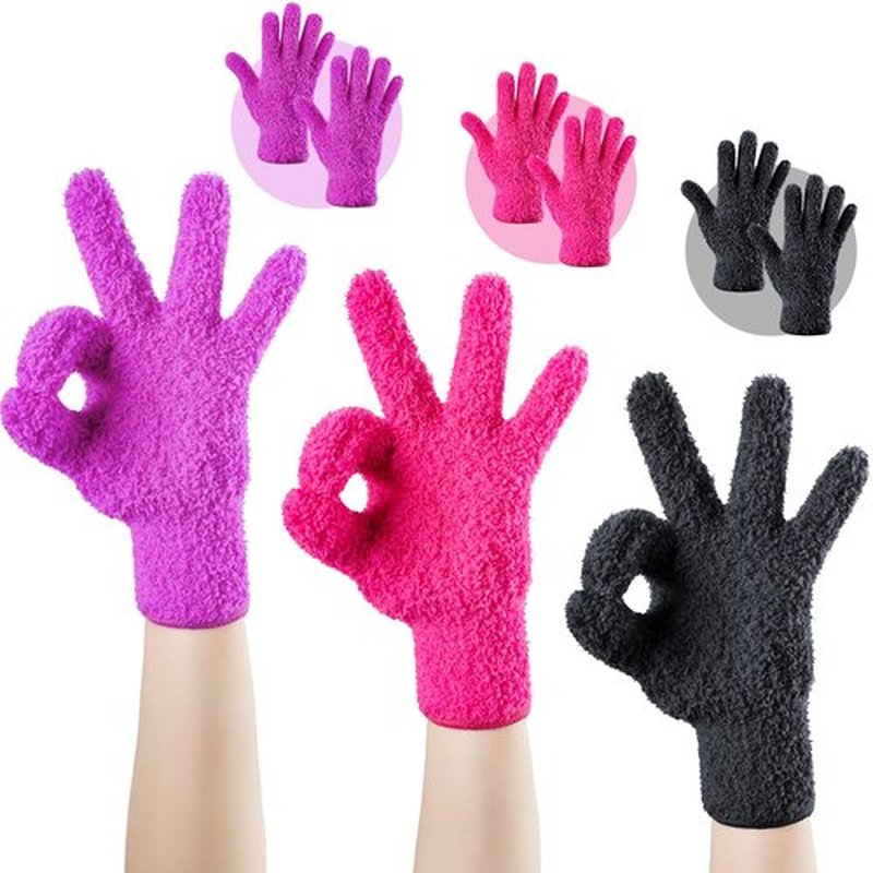 Aphlos 3 Pairs Reusable Microfiber Hair Dye Gloves for Hair Coloring & Cleaning - Protects Hands, Prevents Damage to Fragile Hair, Ensures Efficient Dye Application, Machine Washable Eco-Friendly Use