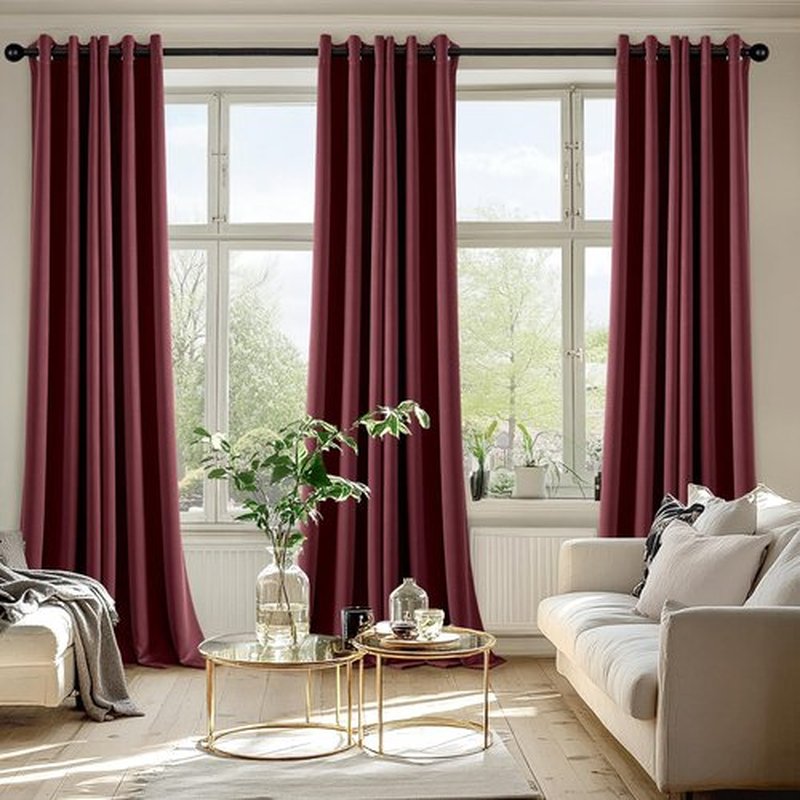 MIULEE Burgundy Red Blackout Curtains - Thermal Insulated Room Darkening Drapes | 90 Inches Long, 2 Panels