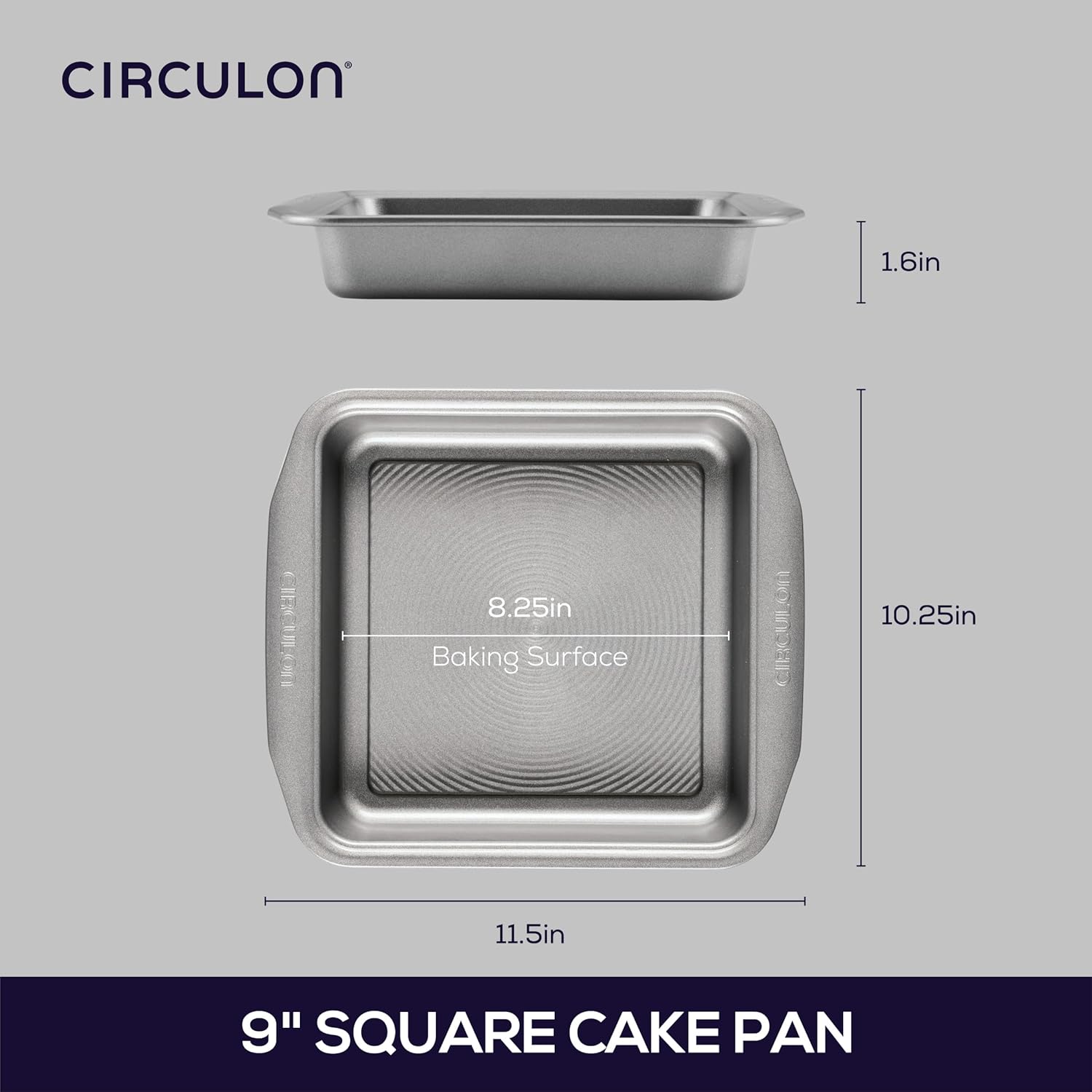 Circulon Nonstick Baking Pan | 9-Inch Square Cake Pan in Gray - Durable & Easy to Clean