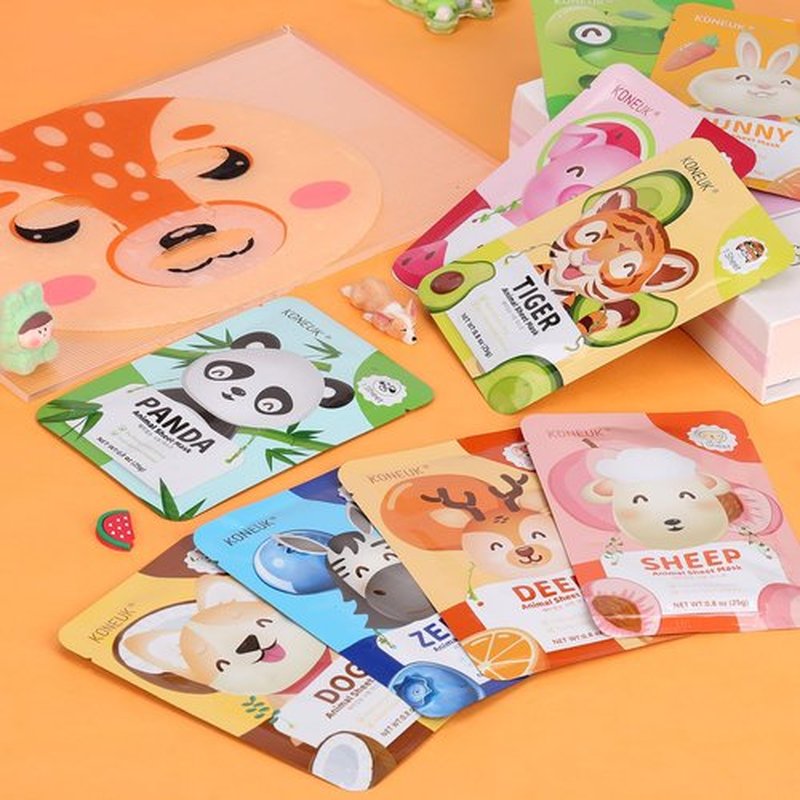 KONEUK 9 Pack Animal Face Masks Skincare for Kids, Bulk Sheet Hydrating Face Mask for Kids Skin Care, Collagen Face Mask for Teens Women, Easter Basket Stuffers, Spa Party Gifts for Teen Girls