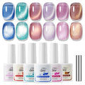 GELLAKTIK 5-in-1 Cat Eye Gel Polish Kit, 6PCS-7.5ml No Base/Top Coat Needed, All-in-One Formula, Beginner-Friendly Magnetic Nail Art Set with Magnet Sticks, Fast Curing for Home DIY Manicure