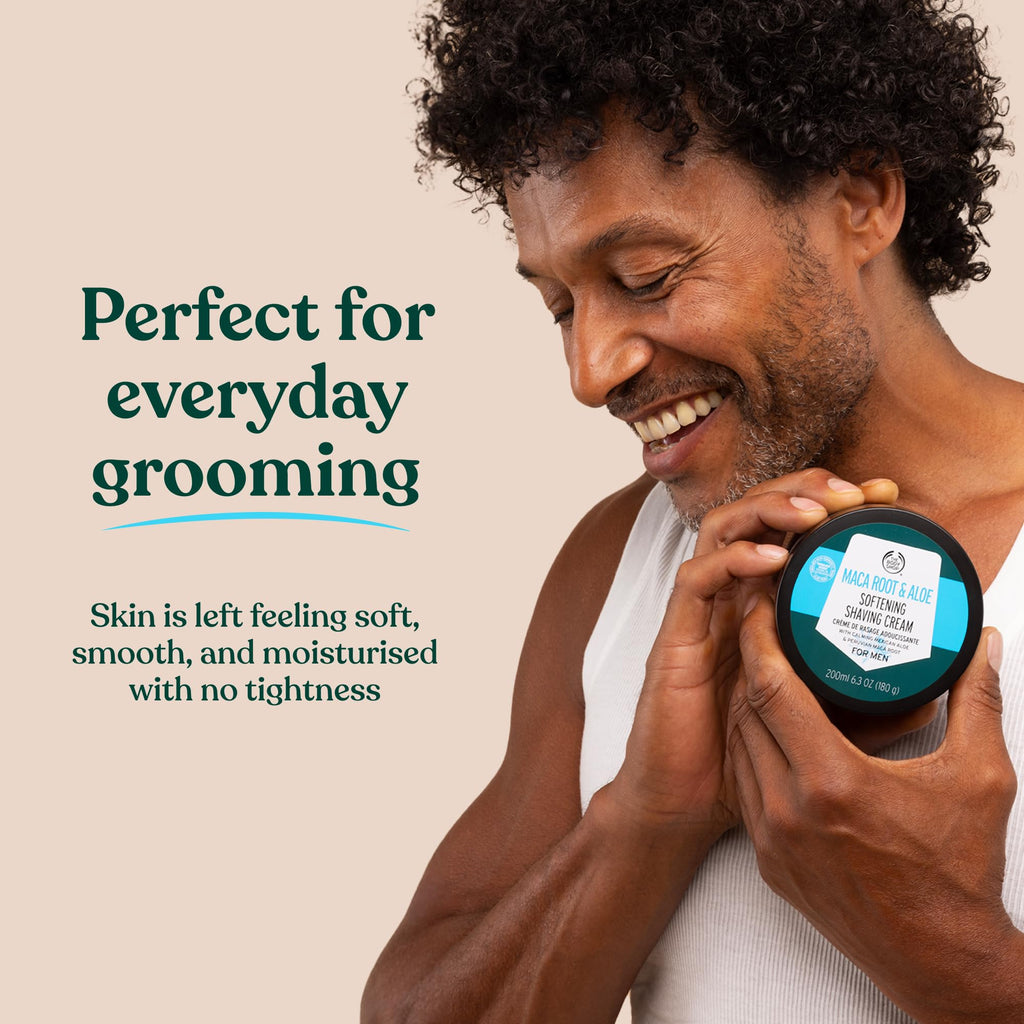 The Body Shop Maca Root & Aloe Softening Shaving Cream for Men | for a Smooth Shave with Aloe Vera | Safe for Sensitive Skin, 200 ml / 6.3 oz
