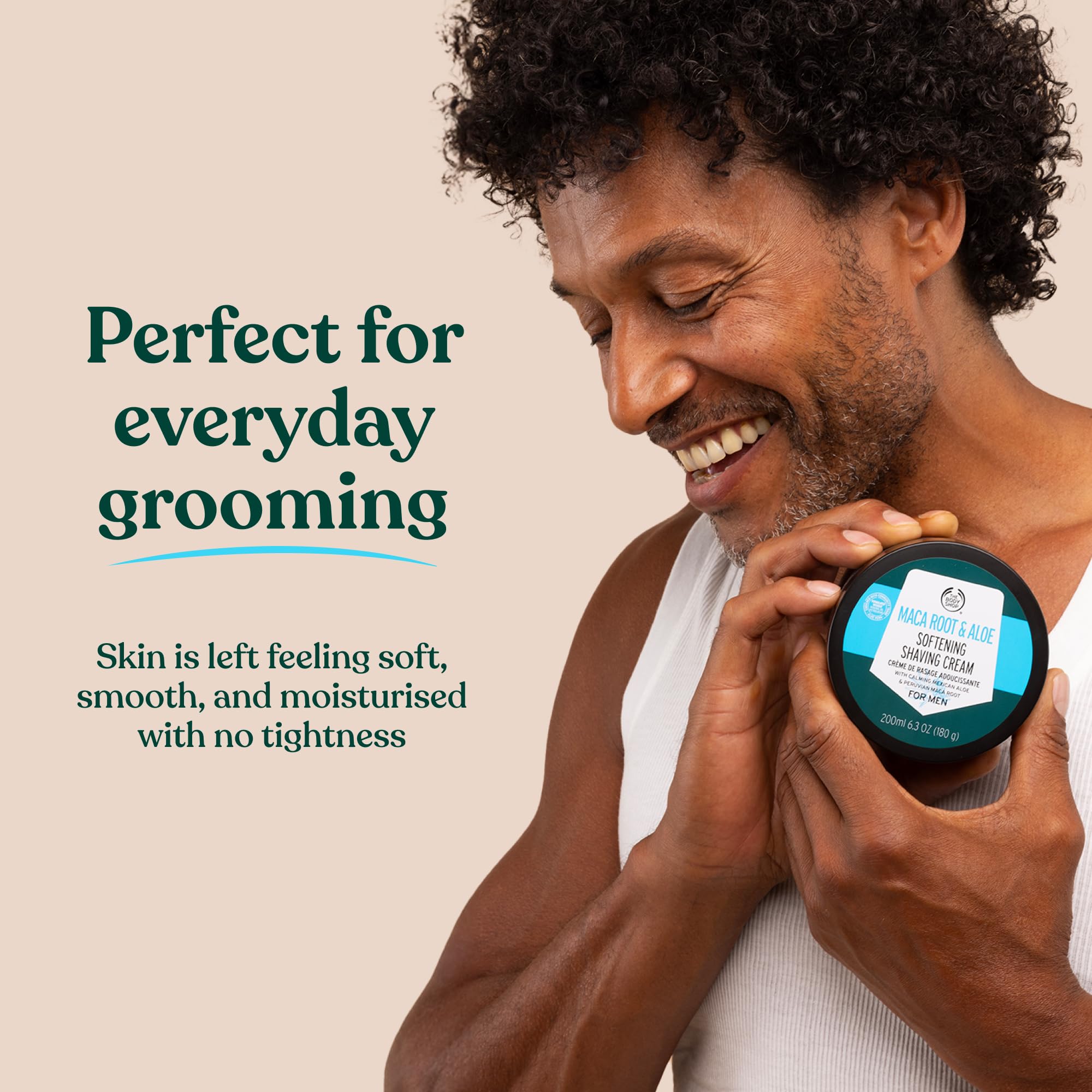 The Body Shop Maca Root & Aloe Softening Shaving Cream for Men | for a Smooth Shave with Aloe Vera | Safe for Sensitive Skin, 200 ml / 6.3 oz