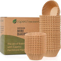 Caperci Mini Cupcake Liners - 400 Pcs Natural Paper Muffin Liners, Non-Stick & Grease-Proof